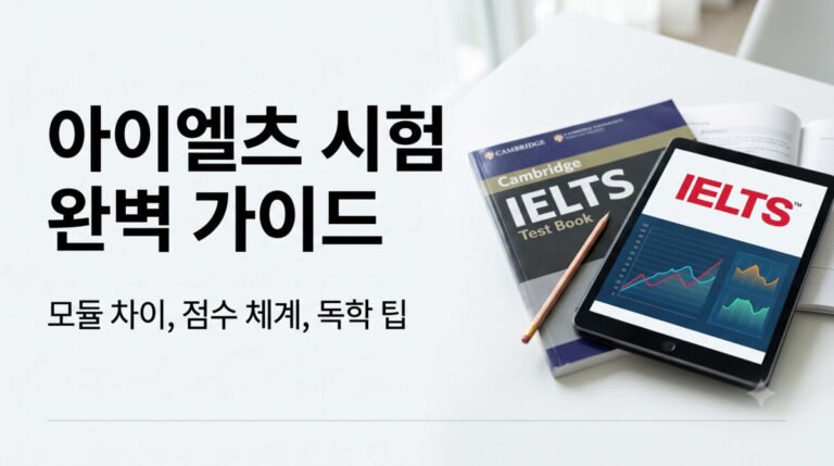 아이엘츠 시험 완벽 가이드_시험 관련 교재가 보이는 이미지